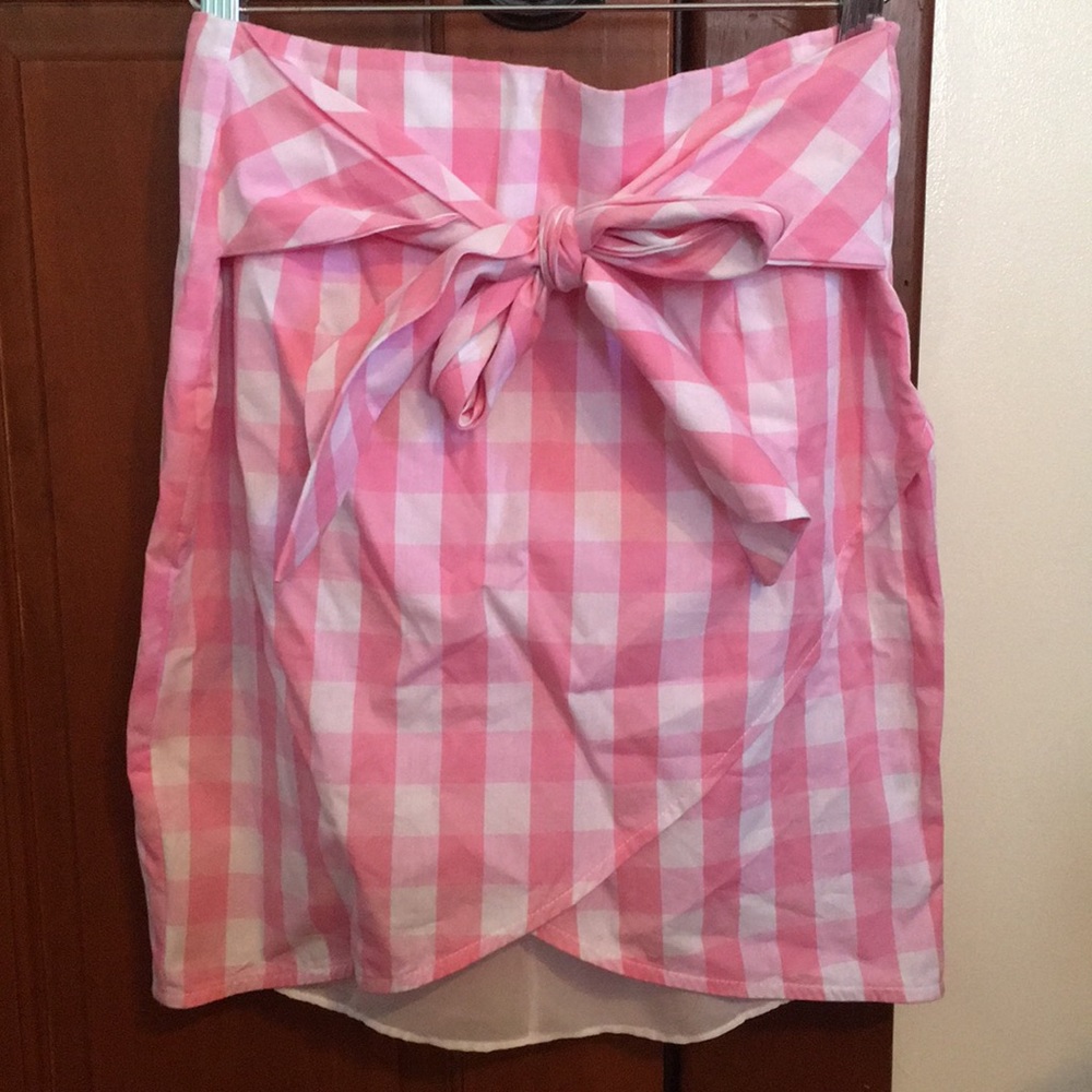 Pink plaid skirt